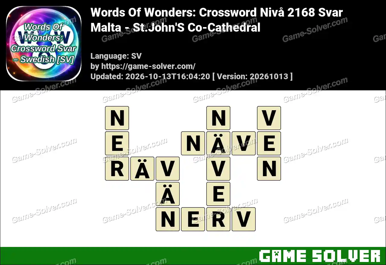 Words Of Wonders: Crossword Nivå 2168 Svar – Malta – St.John’S Co-Cathedral